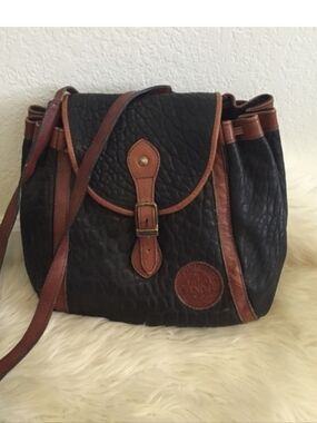 Earthbag Drawstraw Bucket Bag in Black and Brown Leather
